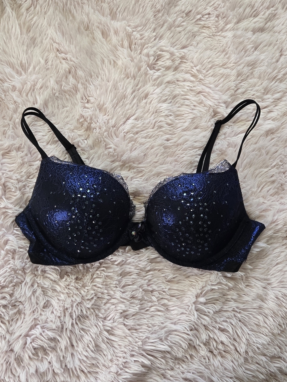 Victoria's Secret Navy Blue Sequin Push-Up Bra